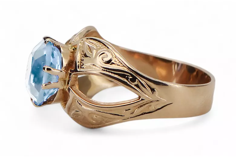 Ring Vintage style Aquamarine Original Vintage 14K Rose Gold vrc135r